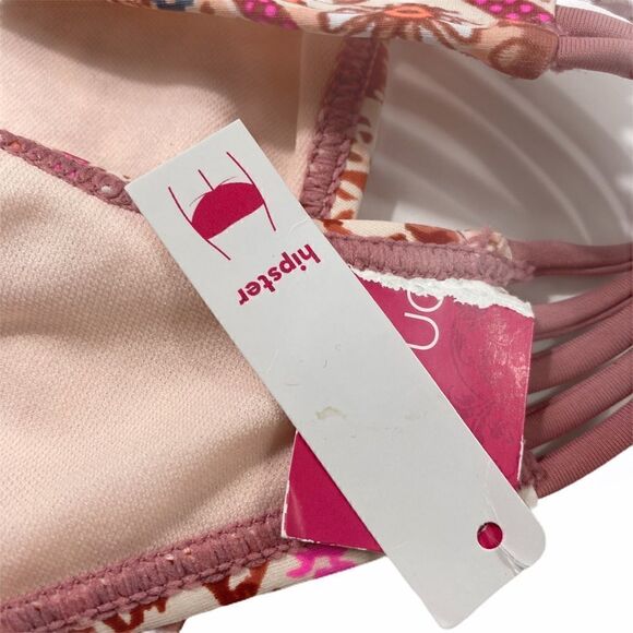 NWT Xhilaration Pink Boho Strappy Hipster Bikini - Picture 5 of 11